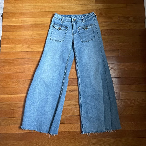 We The Free Denim - We The Free Light Blue Wide Leg Flare Jeans